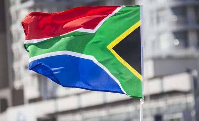 South African flag showing unity in diversity. 